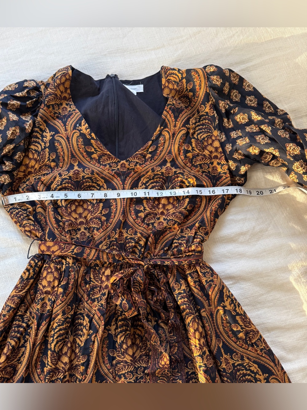 A Loves A Paisley Cotton Maxi Dress L Boho Romantic Tiered Ruffle Balloon Sleeve - Picture 11 of 12